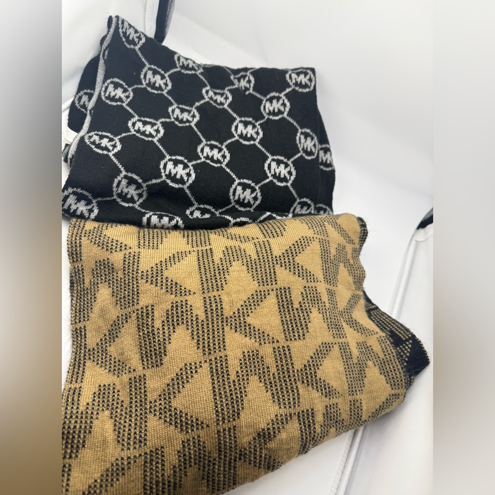 Michael Kors Black and Brown Patterned Scarves